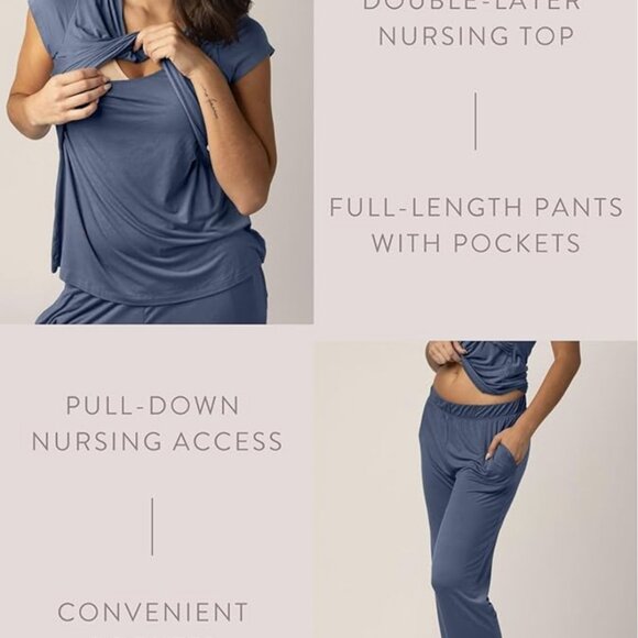 Kindred Bravely Davy Maternity Nursing Postpartum Pajamas (Slate Blue, Medium) - Picture 4 of 7